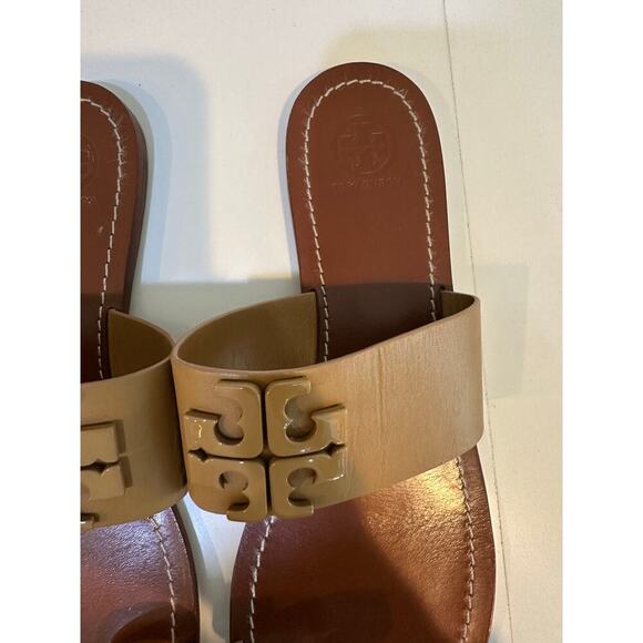 Tory Burch Women's Beige Brown 'Lowell 2' Flat Slide Sandals Size 11 - Picture 4 of 7